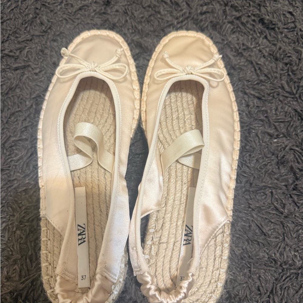 Zara Cream Espadrilles with Bow Detail